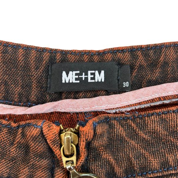 Me + Em Jeans Fits UK 16 Crop Wide Leg Frayed Hems Orange Acid Wash High Rise - Picture 6 of 7